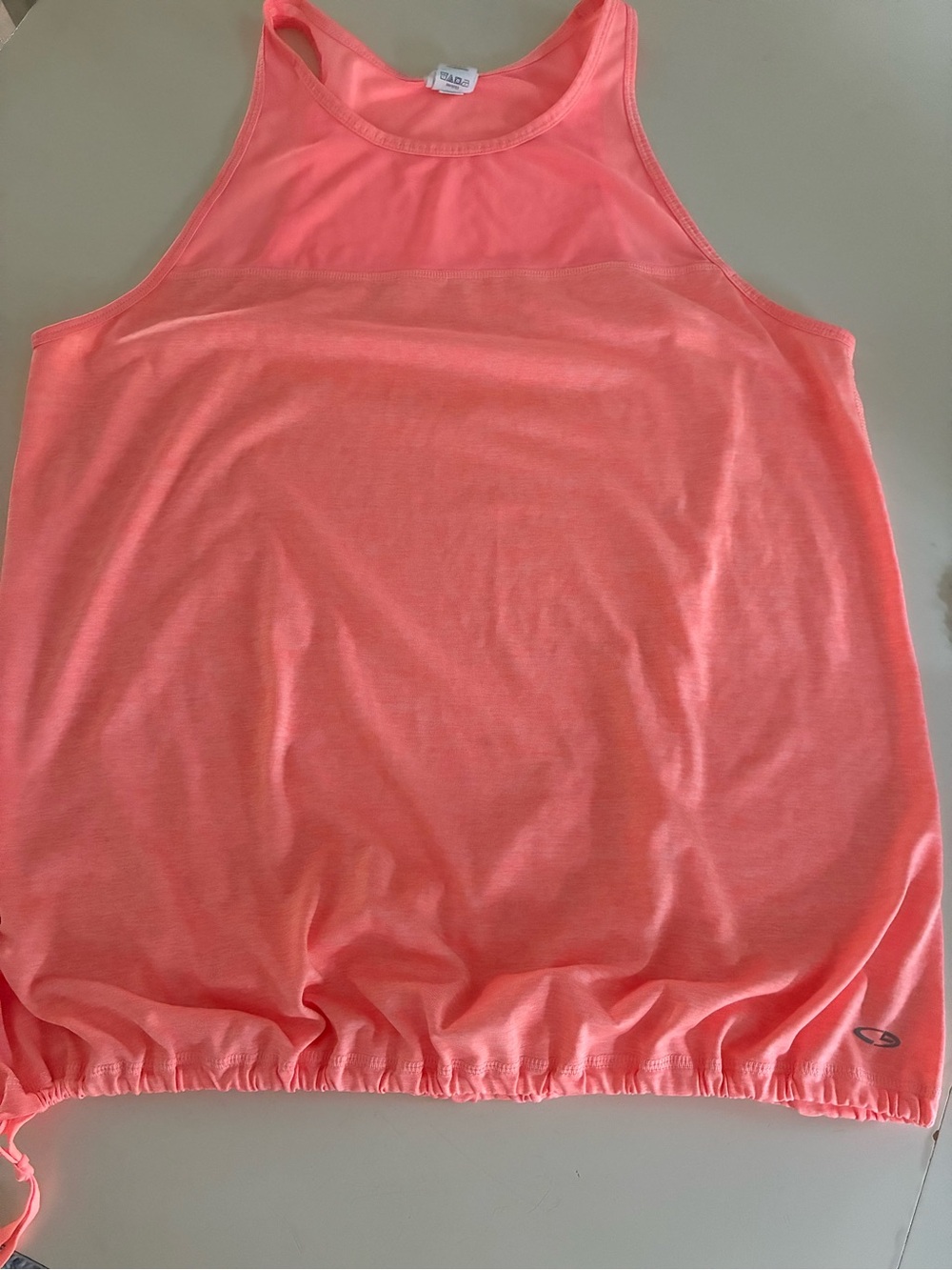Athletic Coral Pink Tank Top - Drawstring Hem
